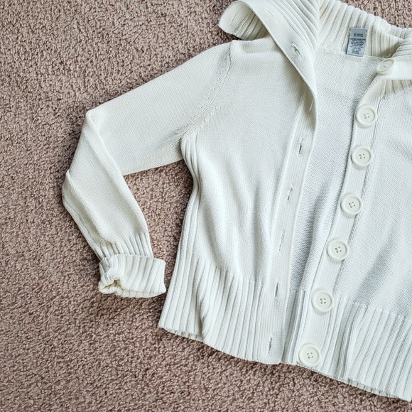 Womens White Knitted Large Button Cardigan Ellemenno - Picture 7 of 16